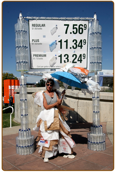 As a project for Earth Day, 2008, multiple Art Institutes across America were given a challenge to build a water bottle consisting of 836 empty plastic